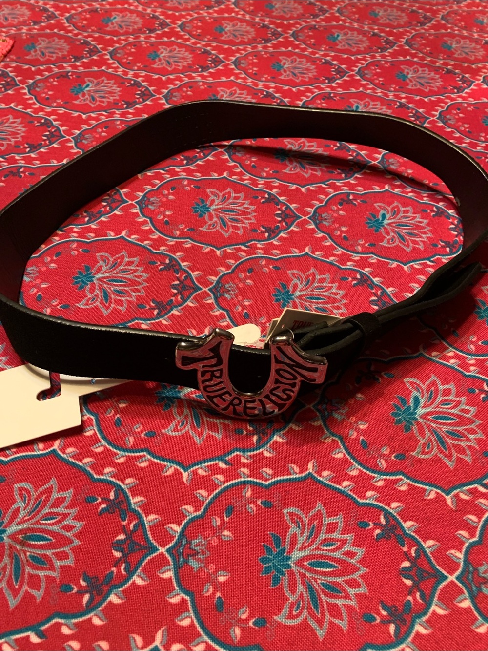 NWT True Religion Suede Belt, Black, M/L.